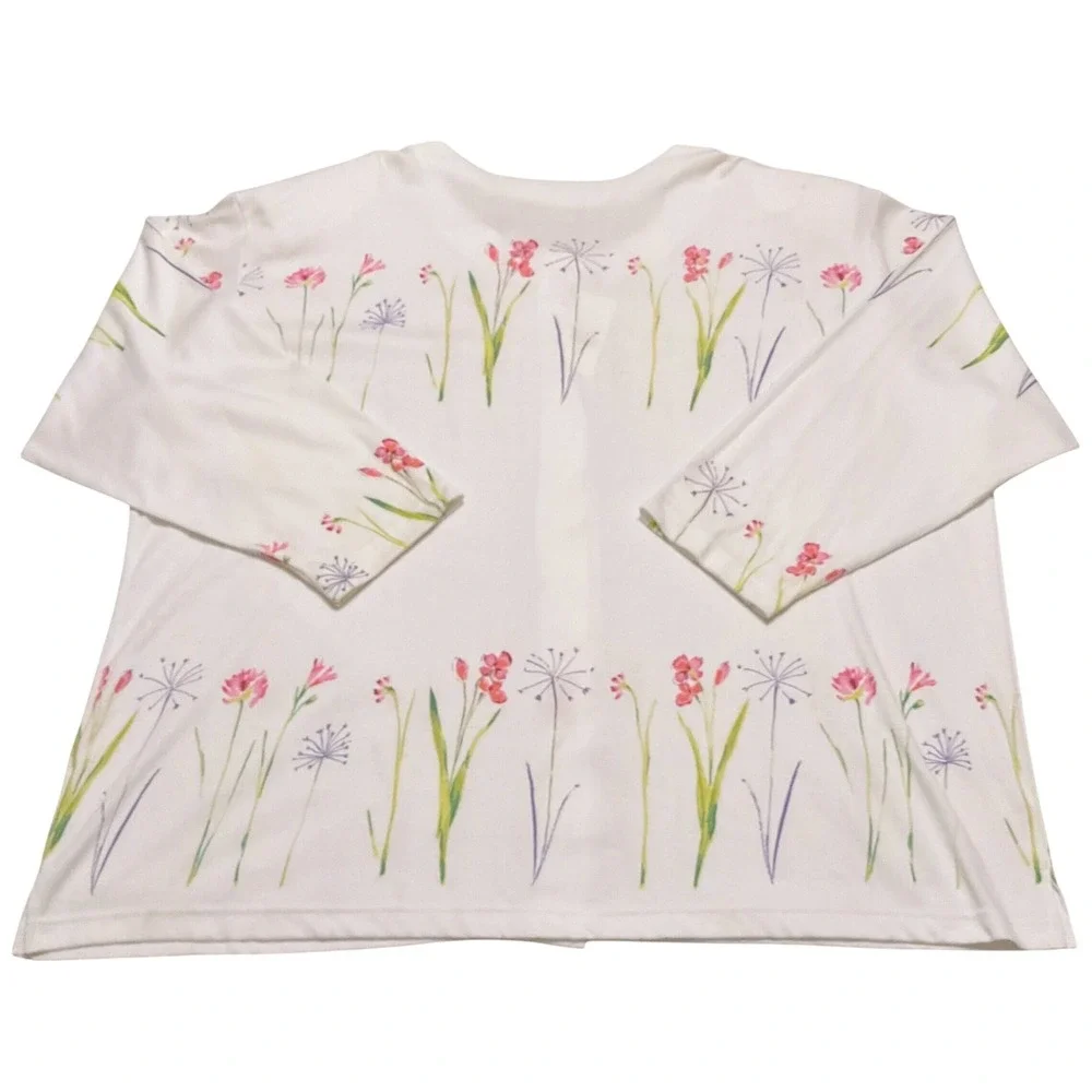 Vintage Cardigan Wms 4X White Floral Button Front  Cottagecore NWT